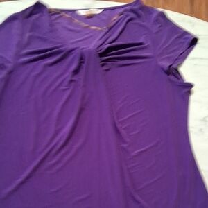 Peter Nygard Vivid Purple Short Sleeve Top.  Length 27"